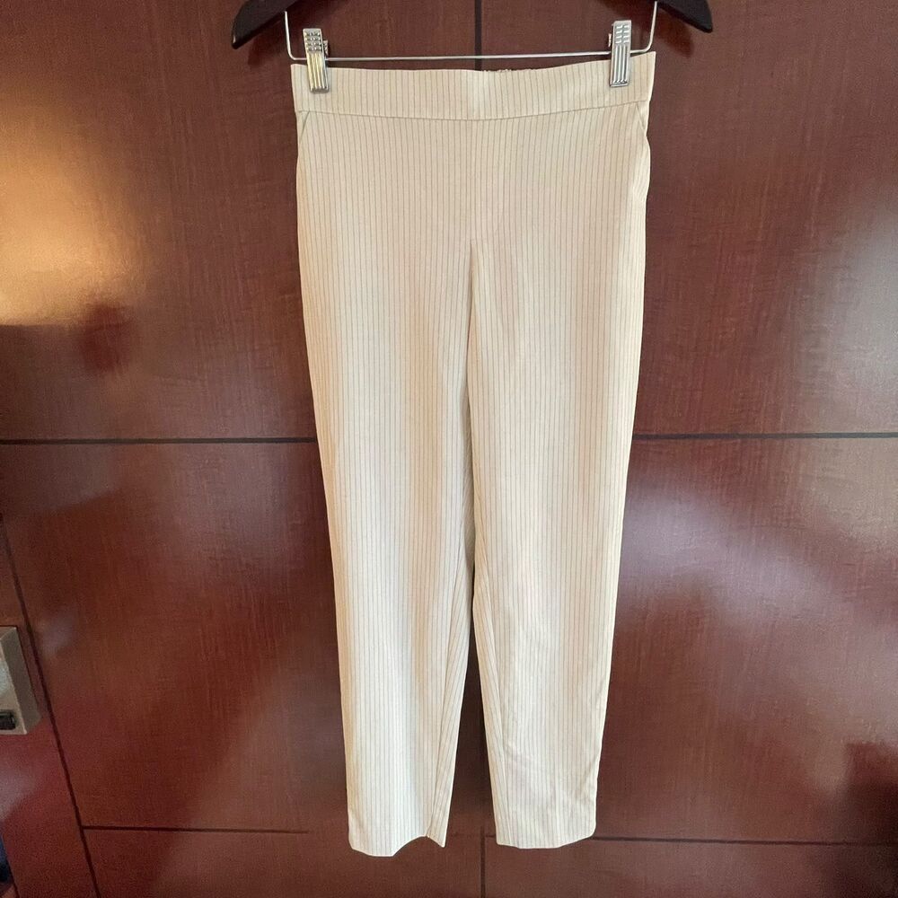 Banana Republic Womens Size 0 Beige Pinstripe Hayden Pant Pull On Trousers - Picture 2 of 9